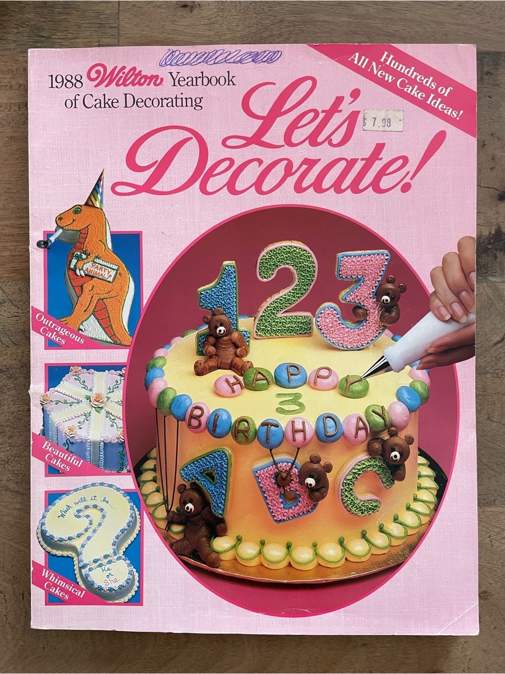 Wilton Pink Cake Decorating Yearbook with Colorful Birthday Cake Cover